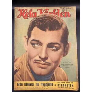 RARE 1945 Swedish Clark Gable Magazine Gone with the Wind The Misfits, Hollywood